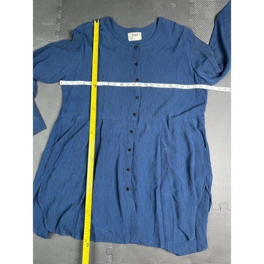 FLAX Tunic Top Blouse Womens M Medium Lagenlook Loose Fit Coastal Artsy Dress - Picture 11 of 12